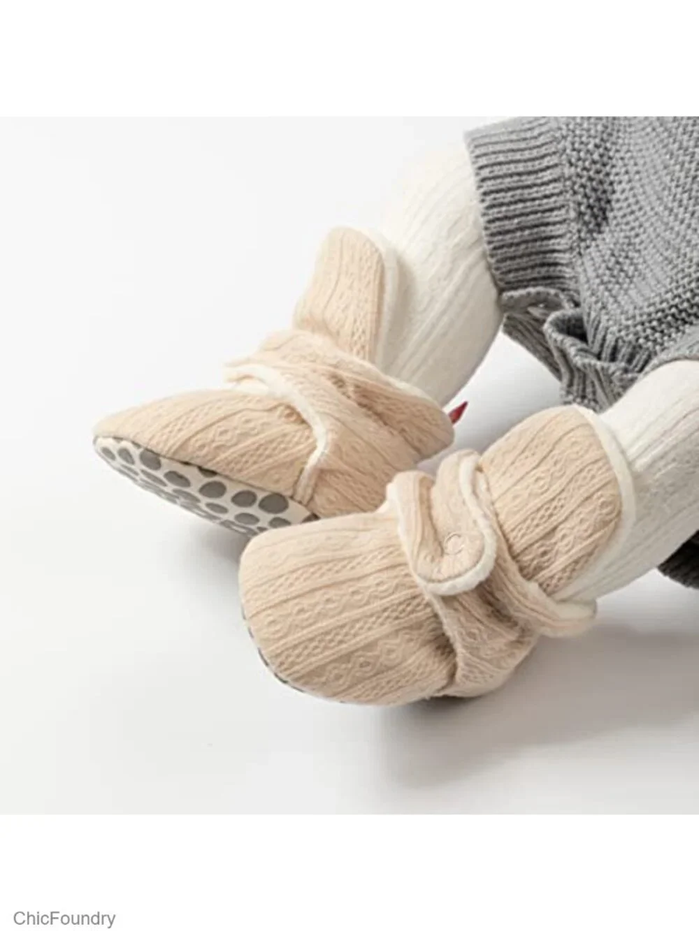 Newborn Fleece Winter Booties Slippers Non-Skid Rubber Grips Double Button